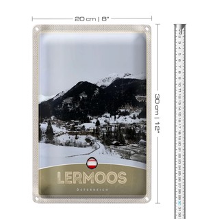 Blechschild Reise 20x30cm Lermoos Österreich Wälder Winterzeit