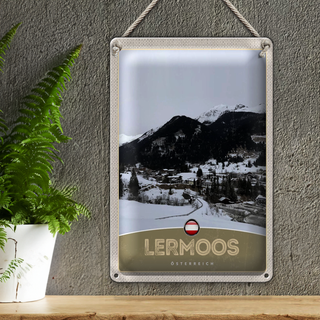 Blechschild Reise 20x30cm Lermoos Österreich Wälder Winterzeit