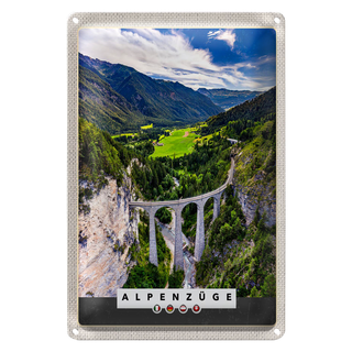 Blechschild Reise 20x30cm Alpenzüge Schweiz Österreich Natur