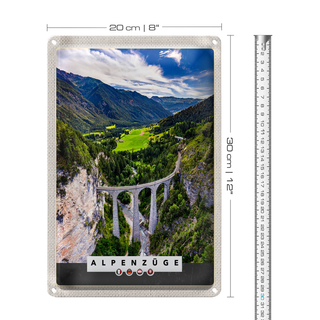 Blechschild Reise 20x30cm Alpenzüge Schweiz Österreich Natur
