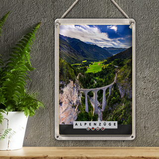 Blechschild Reise 20x30cm Alpenzüge Schweiz Österreich Natur
