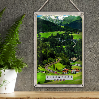 Blechschild Reise 20x30cm Alpenzüge Schweiz Österreich Brücke