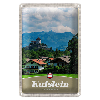 Blechschild Reise 20x30cm Kufstein Österreich Wälder Berge Natur