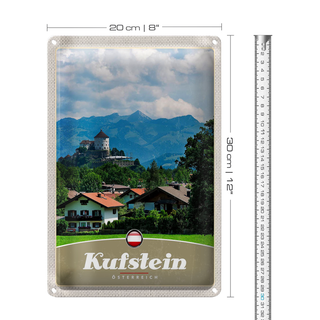 Blechschild Reise 20x30cm Kufstein Österreich Wälder Berge Natur
