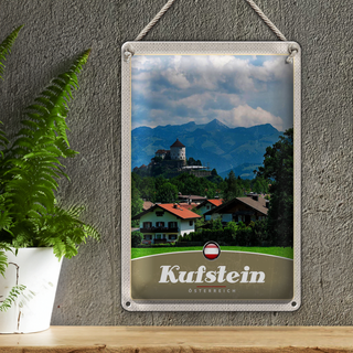 Blechschild Reise 20x30cm Kufstein Österreich Wälder Berge Natur