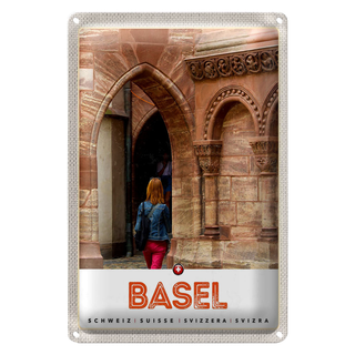 Blechschild Reise 20x30cm Basel Schweiz Urlaub Stadttour Ansicht