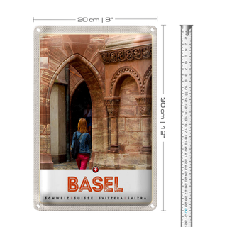 Blechschild Reise 20x30cm Basel Schweiz Urlaub Stadttour Ansicht