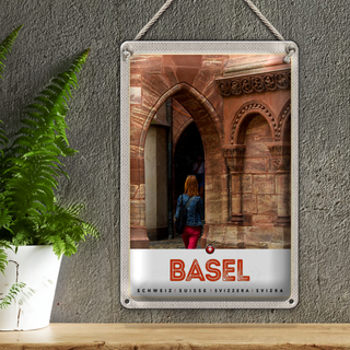 Blechschild Reise 20x30cm Basel Schweiz Urlaub Stadttour Ansicht