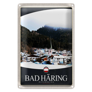 Blechschild Reise 20x30cm Bad Häring Österreich Schnee Winter
