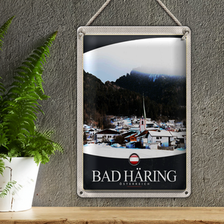 Blechschild Reise 20x30cm Bad Häring Österreich Schnee Winter