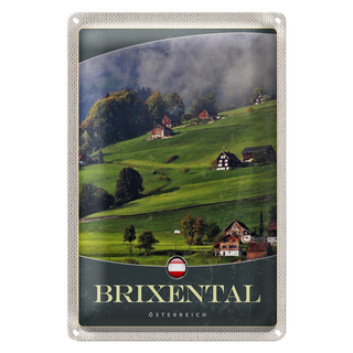 Blechschild Reise 20x30cm Brixental Natur Urlaub Wiese Wälder
