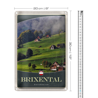 Blechschild Reise 20x30cm Brixental Natur Urlaub Wiese Wälder