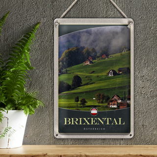 Blechschild Reise 20x30cm Brixental Natur Urlaub Wiese Wälder