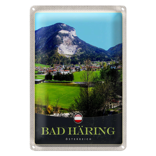 Blechschild Reise 20x30cm Bad Häring Österreich Wälder Tal Natur