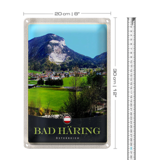 Blechschild Reise 20x30cm Bad Häring Österreich Wälder Tal Natur