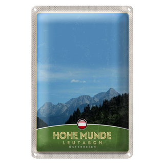 Blechschild Reise 20x30cm Hohe Munde Leutasch Wälder Österreich