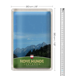 Blechschild Reise 20x30cm Hohe Munde Leutasch Wälder Österreich