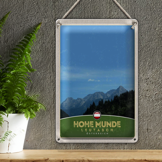 Blechschild Reise 20x30cm Hohe Munde Leutasch Wälder Österreich