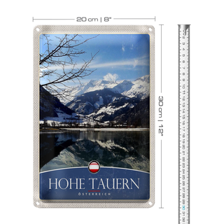 Blechschild Reise 20x30cm Hohe Tauern Winterurlaub Schnee Winter