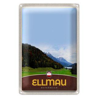 Blechschild Reise 20x30cm Ellmau Österreich Natur Wälder Urlaub