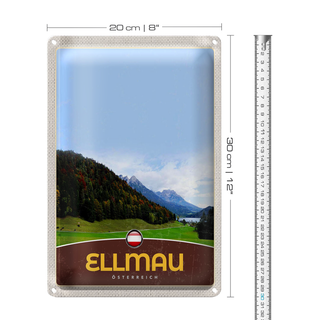 Blechschild Reise 20x30cm Ellmau Österreich Natur Wälder Urlaub