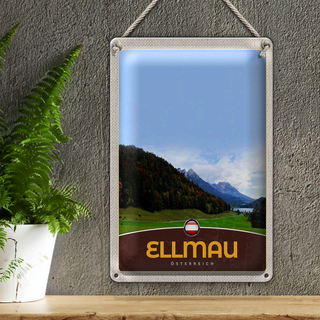 Blechschild Reise 20x30cm Ellmau Österreich Natur Wälder Urlaub