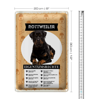 Blechschild 20x30cm Rottweiler Eigentumsrechte