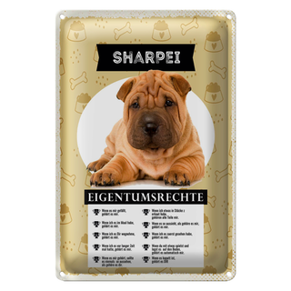 Blechschild 20x30cm Sharpei Eigentumsrechte