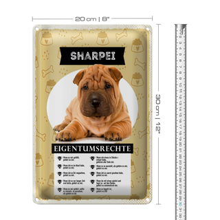 Blechschild 20x30cm Sharpei Eigentumsrechte