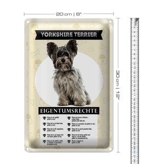 Blechschild Spruch 20x30cm Yorkshire Terrier Eigentumsrechte