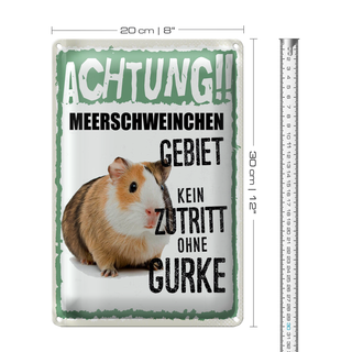Blechschild Spruch 20x30cm Achtung Meerschweinchen kein Zutritt ohne Gurke