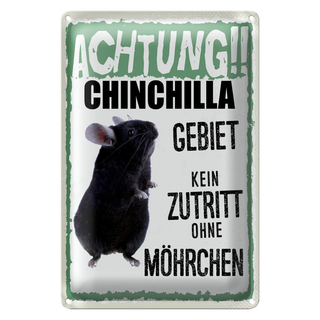 Blechschild Spruch 20x30cm Tiere Achtung Chinchilla Gebiet