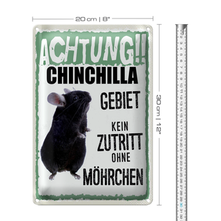 Blechschild Spruch 20x30cm Tiere Achtung Chinchilla Gebiet