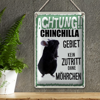 Blechschild Spruch 20x30cm Tiere Achtung Chinchilla Gebiet