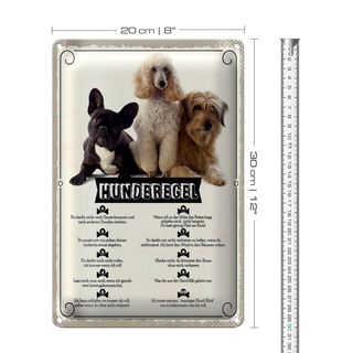 Blechschild Spruch 20x30cm Hunderegel schlafen wo ich will
