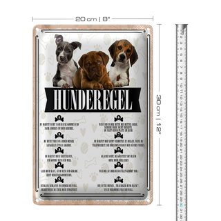 Blechschild Spruch 20x30cm Hunderegel du darfst mich nicht rufen