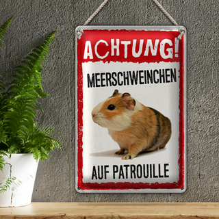 Blechschild Spruch 20x30cm Achtung Meerschweinchen Patrouille