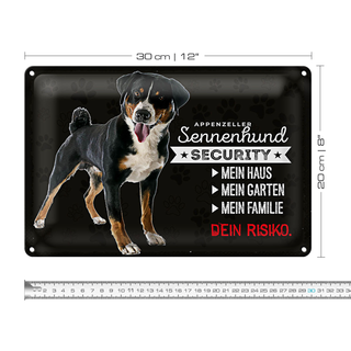 Blechschild Spruch 30x20cm Sennenhund Security mein Haus