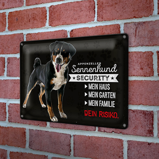 Blechschild Spruch 30x20cm Sennenhund Security mein Haus