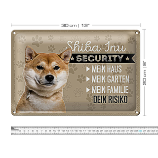 Blechschild Spruch 30x20cm Shiba Inu Security dein Risiko