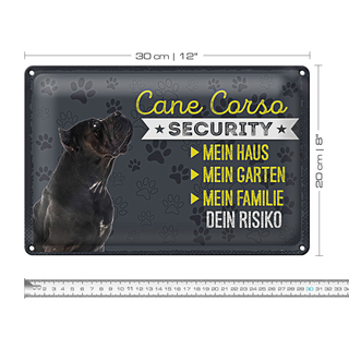 Blechschild Spruch 30x20cm Cane Corso Security dein Risiko