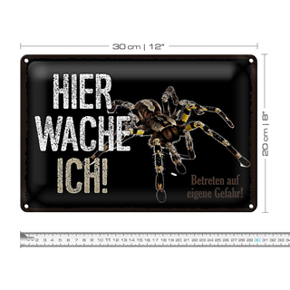 Blechschild Spruch 30x20cm Spinne hier wache ich eigene Gefahr