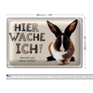 Blechschild Spruch 30x20cm Hase hier wache ich eigene Gefahr