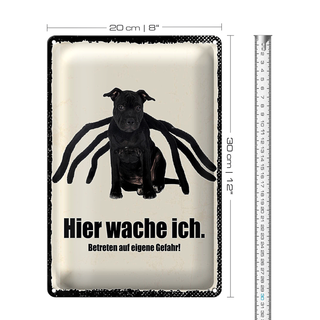 Blechschild Spruch 20x30cm Hund hier wache ich eigene Gefahr