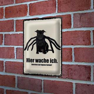 Blechschild Spruch 20x30cm Hund hier wache ich eigene Gefahr