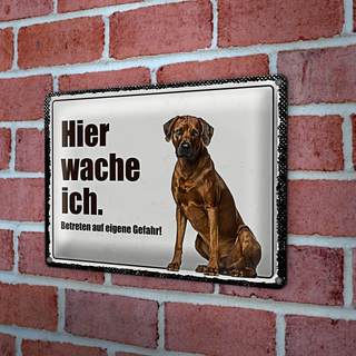 Blechschild Spruch 30x20cm Rodhesian Ridgeback hier wache ich