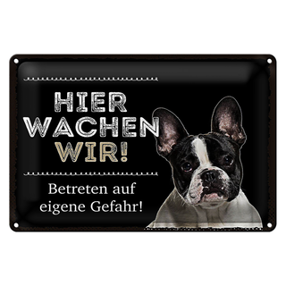 Blechschild Spruch 30x20cm Tiere hier wachen wir eigene Gefahr