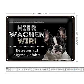 Blechschild Spruch 30x20cm Tiere hier wachen wir eigene Gefahr