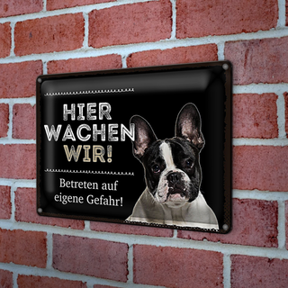 Blechschild Spruch 30x20cm Tiere hier wachen wir eigene Gefahr