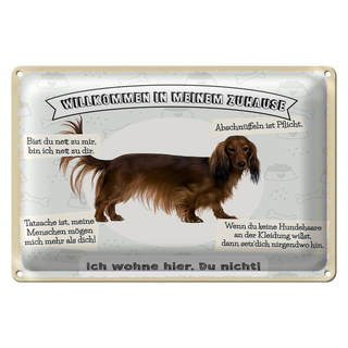 Blechschild Spruch 30x20cm Tiere Hund ich wohne hier du nicht